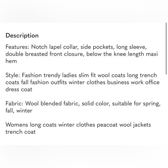 Womens Long Coat, Double Breasted Trench Coat Black - Picture 6 of 6